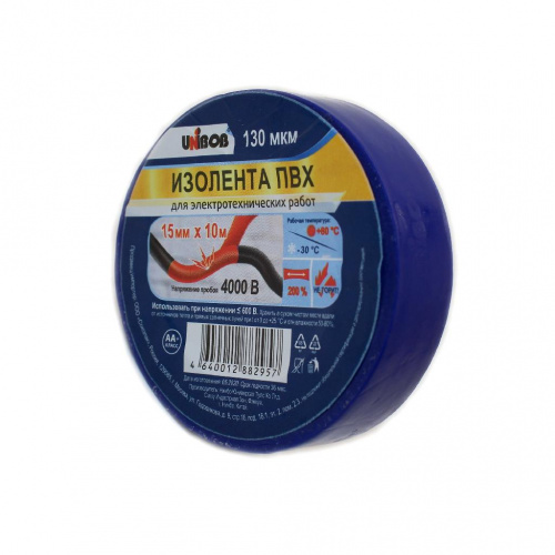 Изолента Unibob 15mm x10m х0,13mm синяя Изолента Unibob 15mm x10m х0,13mm синяя