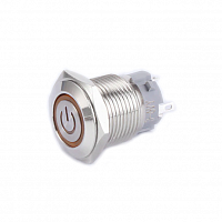 Кнопка d19mm без фиксации антивандальная зеленая 250V 2A off-(on) с подсветкой 12-24V IP65